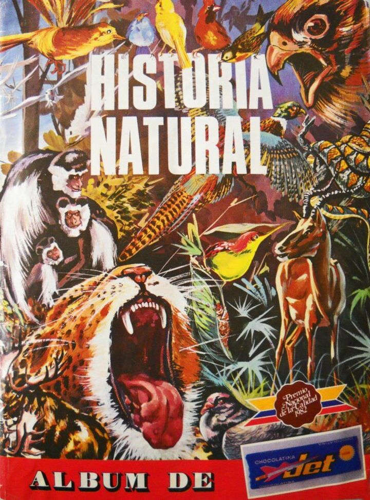Portada de la primera edición del álbum 'Historia Natural' de Chocolatinas Jet , publicado en 1968.
