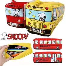 Bolsa de lápices Snoopy con diseño de autobús escolar, estuche de gran capacidad para estudiantes y amantes de Peanuts.