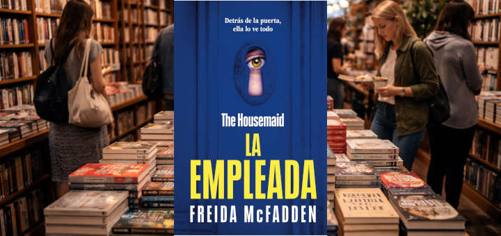 Portada del libro La empleada de Freida McFadden, novela de suspense y thriller psicológico sobre secretos familiares.