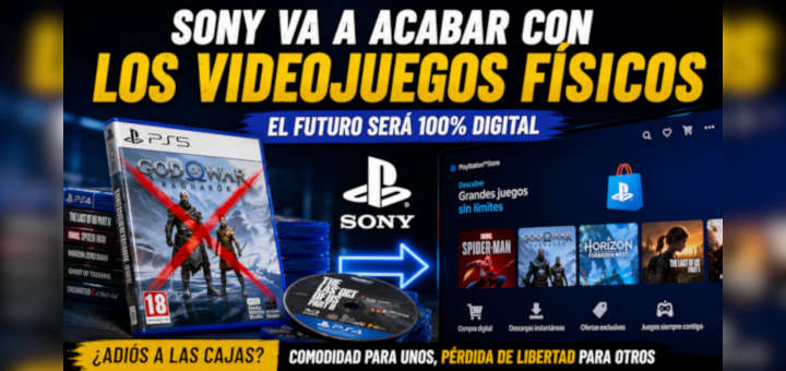 Sony elimina videojuegos físicos PlayStation formato digital.